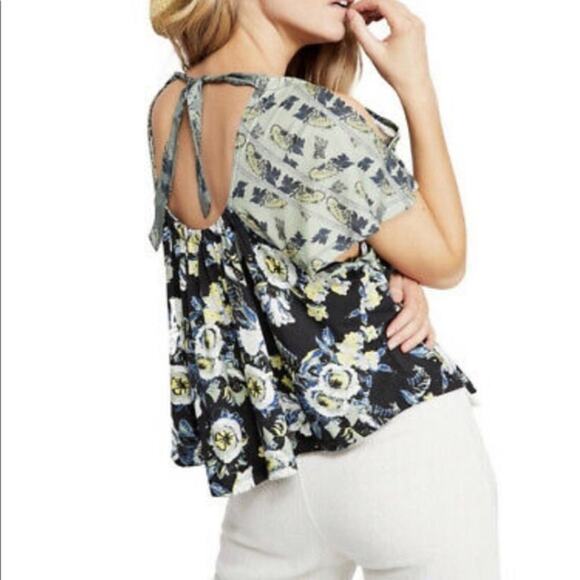 Free People Baja Babe Floral Print Scoop Back Top - Picture 2 of 6